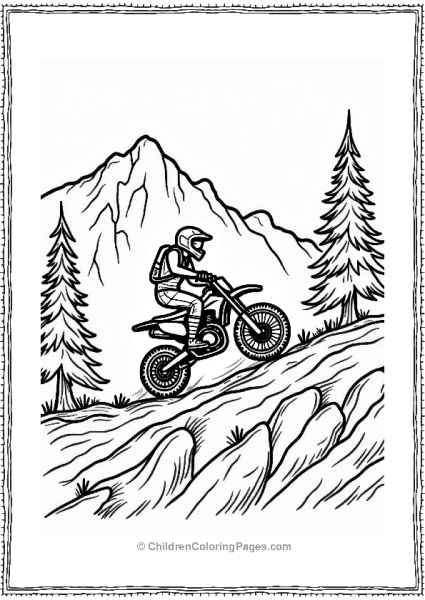 Motorcyclist On A Mountain Trail Free PDF Printable