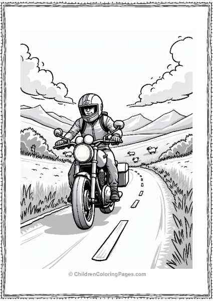 Motorcyclist On A Scenic Countryside Road Free PDF Printable