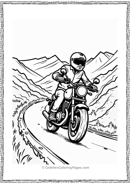 Motorcyclist On A Winding Road Free PDF Printable