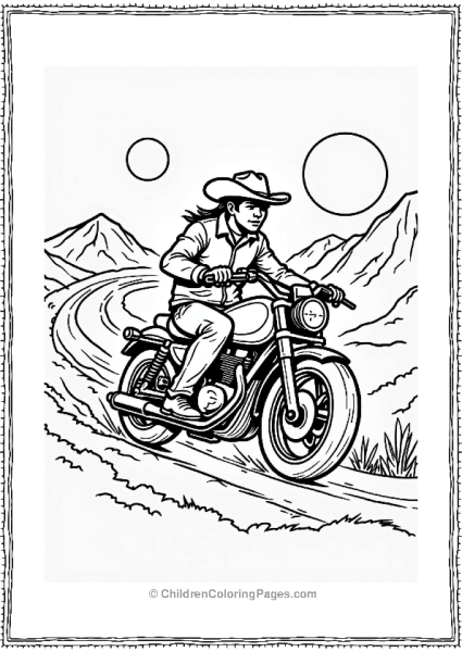 Motorcyclist On A Winding Trail Free PDF Printable