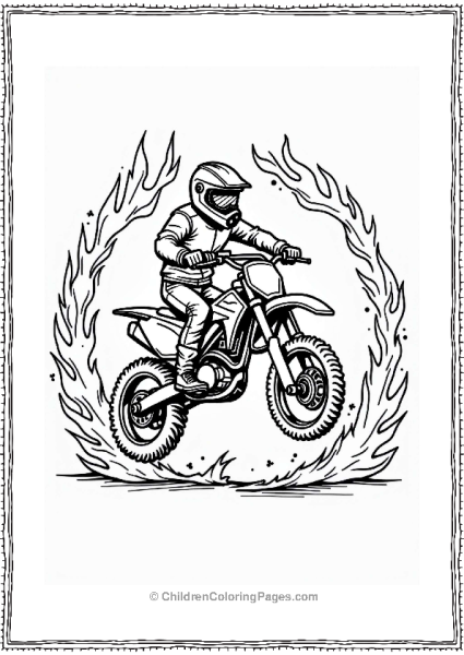 Motorcyclist Performing A Trick Through Fire Free PDF Printable