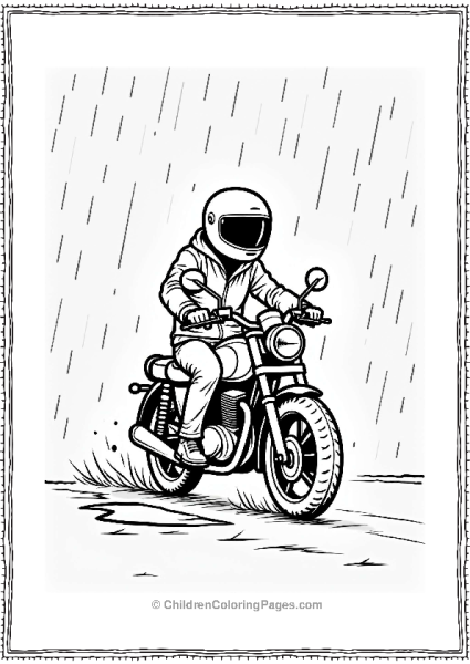 Motorcyclist Riding In The Rain Free PDF Printable