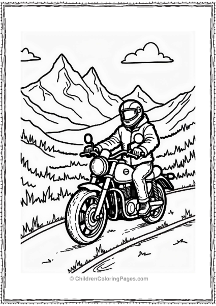 Motorcyclist With Scenic Mountain View Free PDF Printable