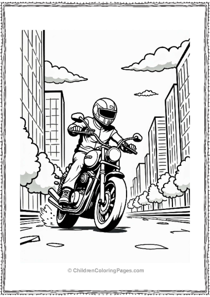 Motorcyclist Zooming In The City Free PDF Printable