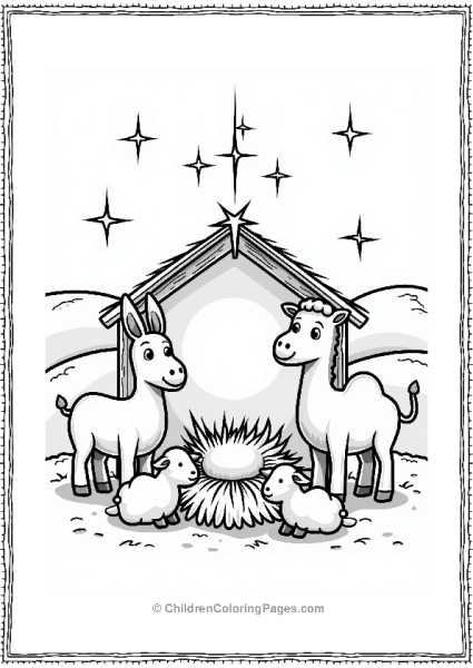 Christmas Nativity Animals In A Peaceful Scene Free PDF Printable