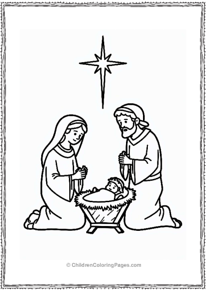 Christmas Nativity Scene With Mary Joseph And Baby Jesus Free PDF Printable