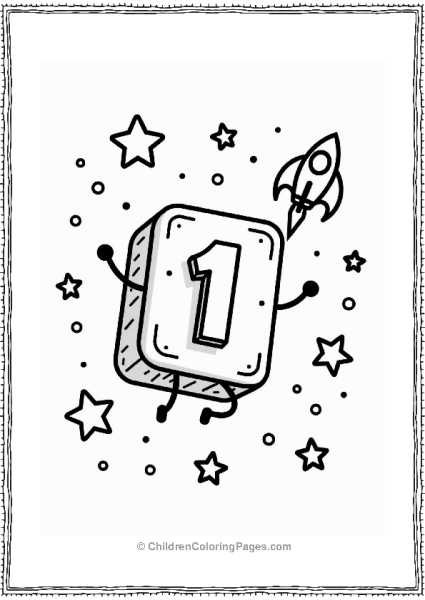 Numberblocks 1 In Space With Stars Free PDF Printable