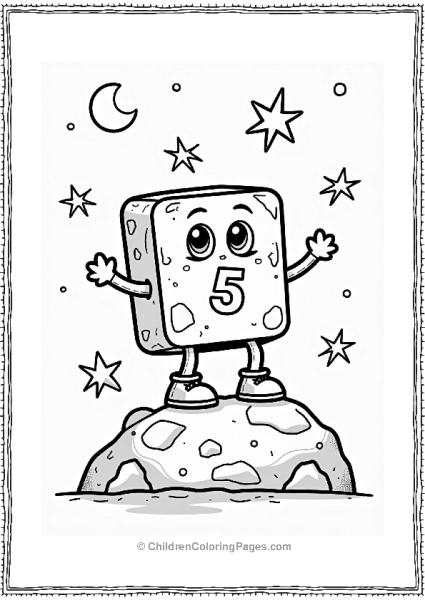 Numberblocks 5 On A Vibrant Asteroid Free PDF Printable