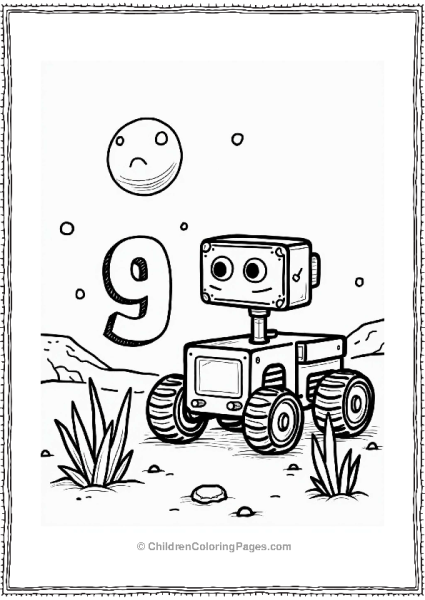 Numberblocks 9 With Space Rover And Alien Plants Free PDF Printable