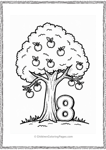 Numberblocks Eight Under A Tree With Apples Free PDF Printable