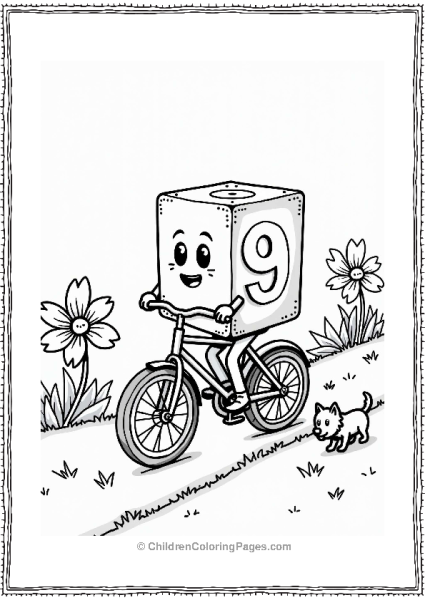 Numberblocks Nine Riding A Bicycle Free PDF Printable