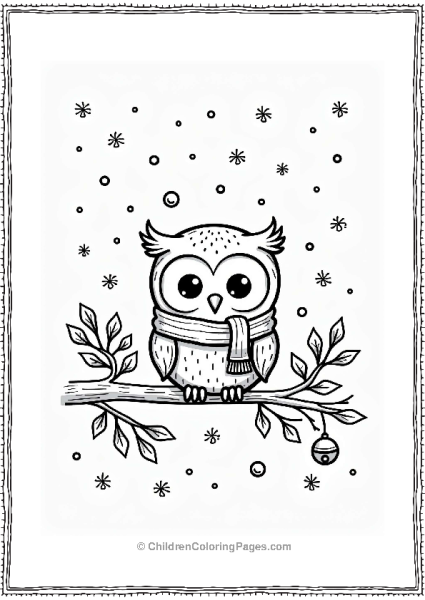 Owl On A Snowy Branch For Christmas Free PDF Printable