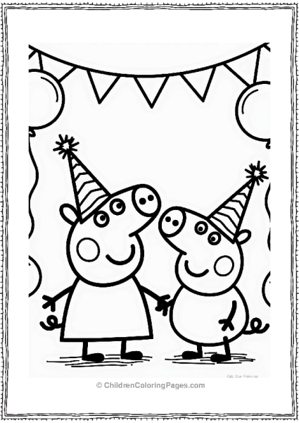 Peppa And George At The Party Free PDF Printable