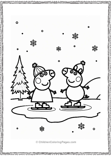 Peppa Pig Ice Skating In Winter Free PDF Printable