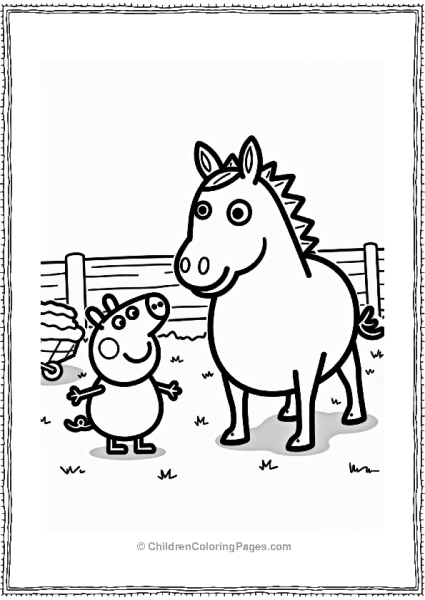 Peppa Pig Meets A Horse Free PDF Printable