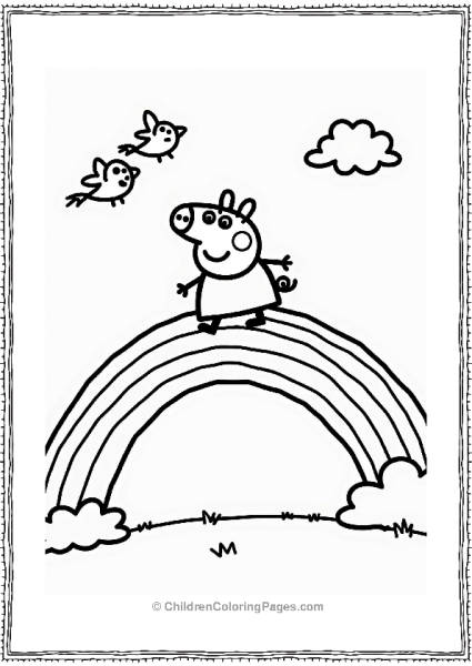 Peppa Pig Riding A Rainbow Free PDF Printable