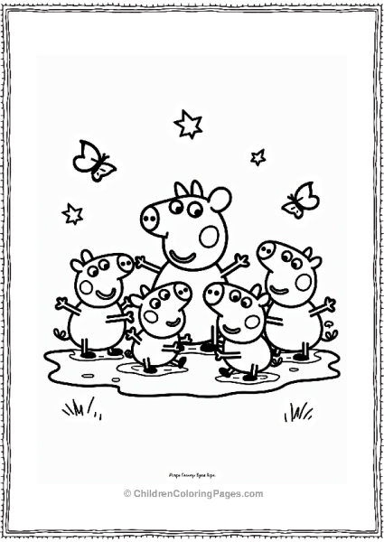 Peppa Pig With Playful Piglets In Mud Free PDF Printable