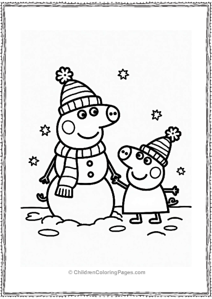 Peppa Pig’s Winter Wonderland Coloring Page Free PDF Printable