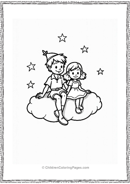 Peter Pan And Wendy On A Cloud Free PDF Printable