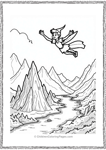 Peter Pan Flying Over Neverland Free PDF Printable