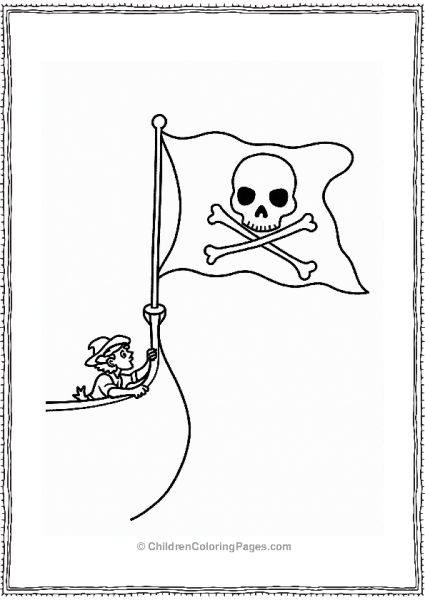 Peter Pan With The Jolly Roger Flag Free PDF Printable