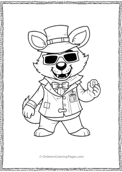 Pirate Foxy Wearing A Suit Sunglasses Five Nights At Freddy’s Coloring Page Free PDF Printable