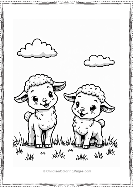 Spring Playful Lambs In A Grassy Meadow Free PDF Printable