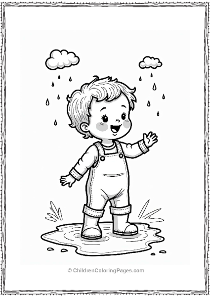 Spring Playful Toddler Splashing In A Puddle Free PDF Printable