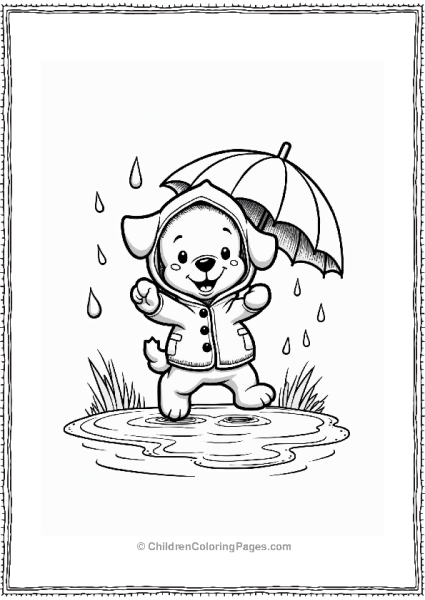 Spring Puppy Jumping In A Puddle Free PDF Printable