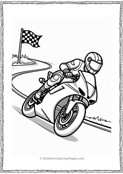 Racing Motorcycle On A Winding Track Free PDF Printable