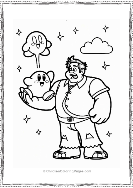 Wreck It Ralph And Kirby In A Starry Scene Free PDF Printable