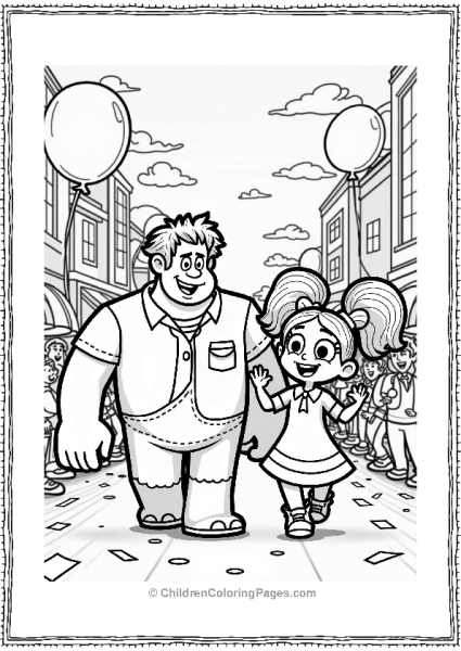 Wreck It Ralph And Vanellope At A Colorful Parade Free PDF Printable