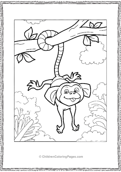 Rio Moneky Hanging From A Tree Branch Free PDF Printable