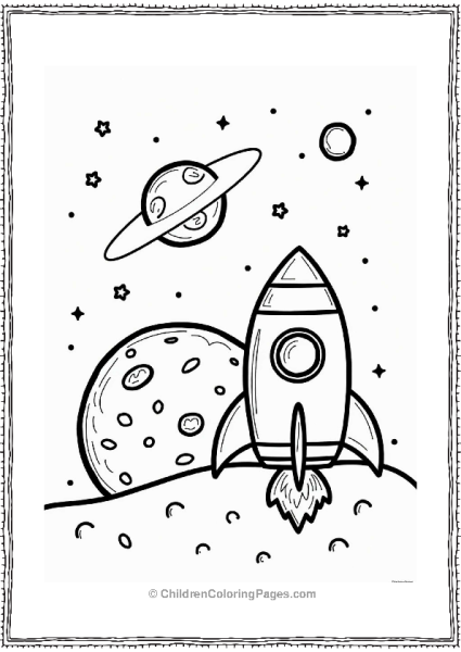 Rocket Near Asteroid In The Solar System Free PDF Printable