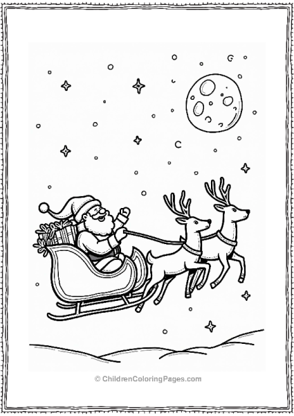 Christmas Santa Claus In The Night Sky Free PDF Printable