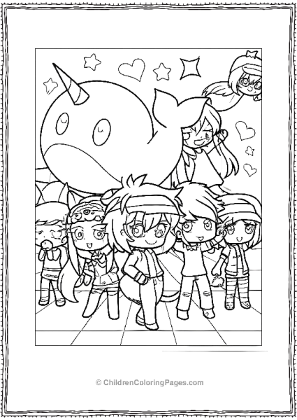 Seven Anime Characters And Narwhal Gacha Life Coloring Pages Free PDF Printable