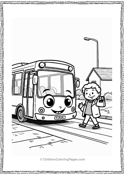 Shine The Bus Assists A Senior Citizen Tayo Coloring Page Free PDF Printable