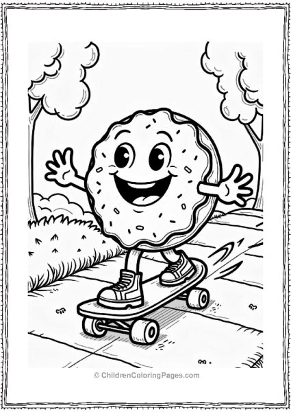 Silly Donut On A Skateboard Free PDF Printable