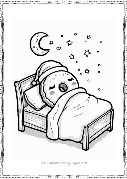 Sleepy Donut In Bed Under Stars Free PDF Printable