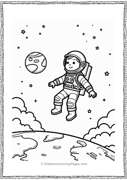 Solar System Adventure Astronaut Outside Space Station Free PDF Printable