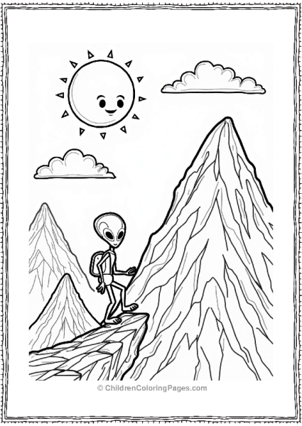 Solar System Alien Mountain Adventure Under A Smiling Sun Free PDF Printable