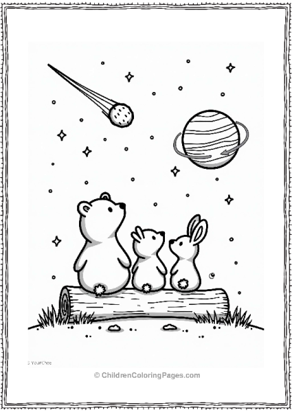 Solar System Animals Watching Meteor Shower Free PDF Printable