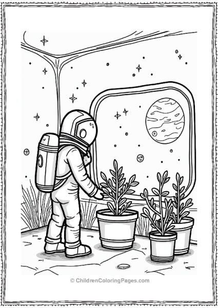 Solar System Astronaut Gardening In Space Station Free PDF Printable