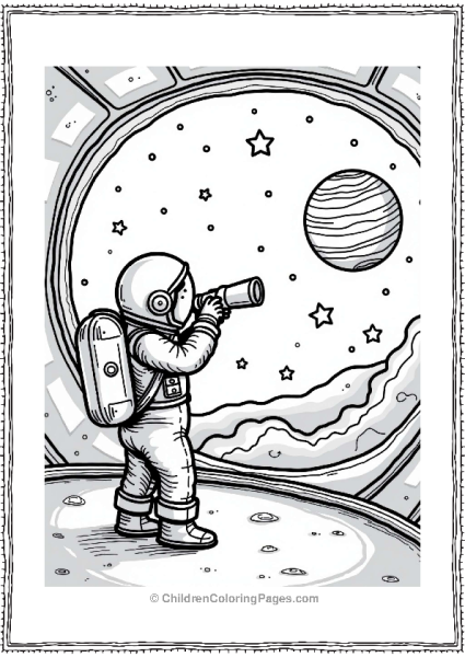 Solar System Astronaut Observing Stars From Space Station Free PDF Printable