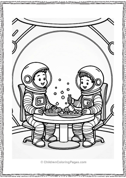 Solar System Astronauts Enjoying Breakfast In Space Free PDF Printable