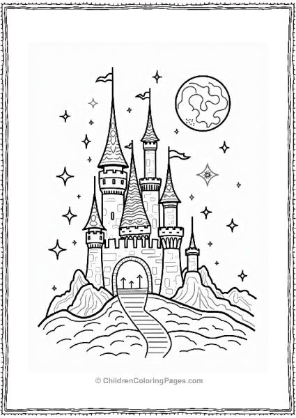 Solar System Dreamy Castle Under Starry Sky Free PDF Printable