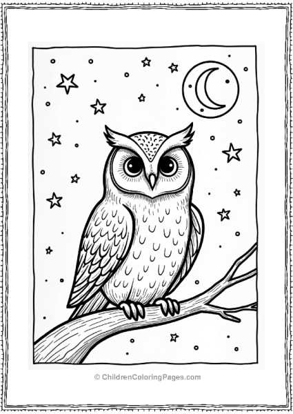 Solar System Dreamy Owl Under Starry Sky Free PDF Printable