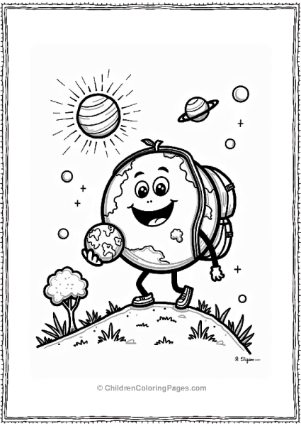 Solar System Earth The Adventurer On A Grassy Hill Free PDF Printable