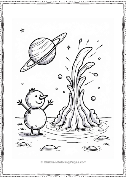 Solar System Enceladus Geysers With A Snowman Free PDF Printable