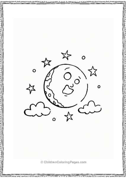 Solar System First Quarter Moon With Clouds And Stars Free PDF Printable